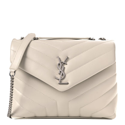 Saint Laurent Calfskin Y Quilted Monogram Small Loulou Chain Satchel Blanc Vintage 1 of 10