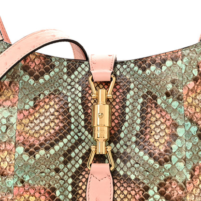 Gucci Snakeskin Ostrich Calfskin Small Jackie 1961 Hobo Pink Multicolor 9 of 12