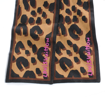 Louis Vuitton Silk Leopard Bandeau Scarf Marron 2 of 4