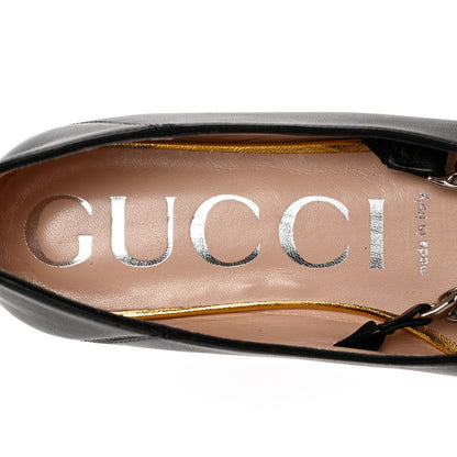 Gucci Nappa Lumiere Deva Horsebit Chain Embellished Flats 35 Black 8 of 12