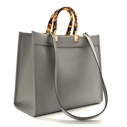 Fendi Vitello King Plexiglass Logo Embossed Medium Fendi Sunshine Shopper Tote Moon 3 of 8