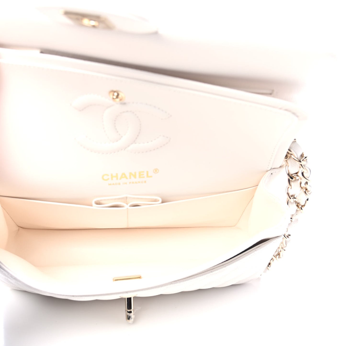 Caviar Quilted Small Double Flap White