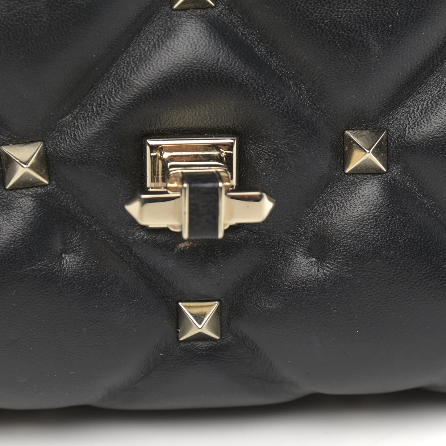 Lambskin VLTN Print Candystud Top Handle Bag Black