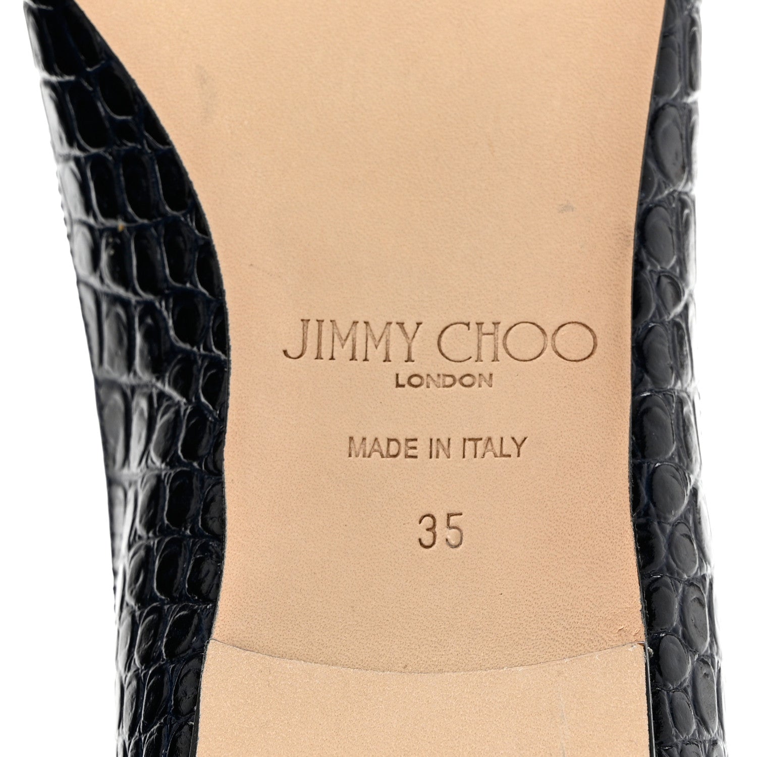 Jimmy Choo Crocodile Embossed Calfskin Mirele Ballet Flat 35 Navy Blue 6 of 7
