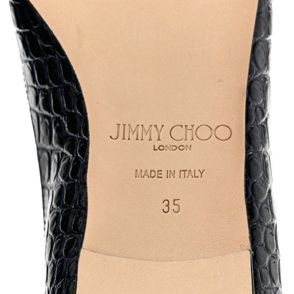 Jimmy Choo Crocodile Embossed Calfskin Mirele Ballet Flat 35 Navy Blue 6 of 7