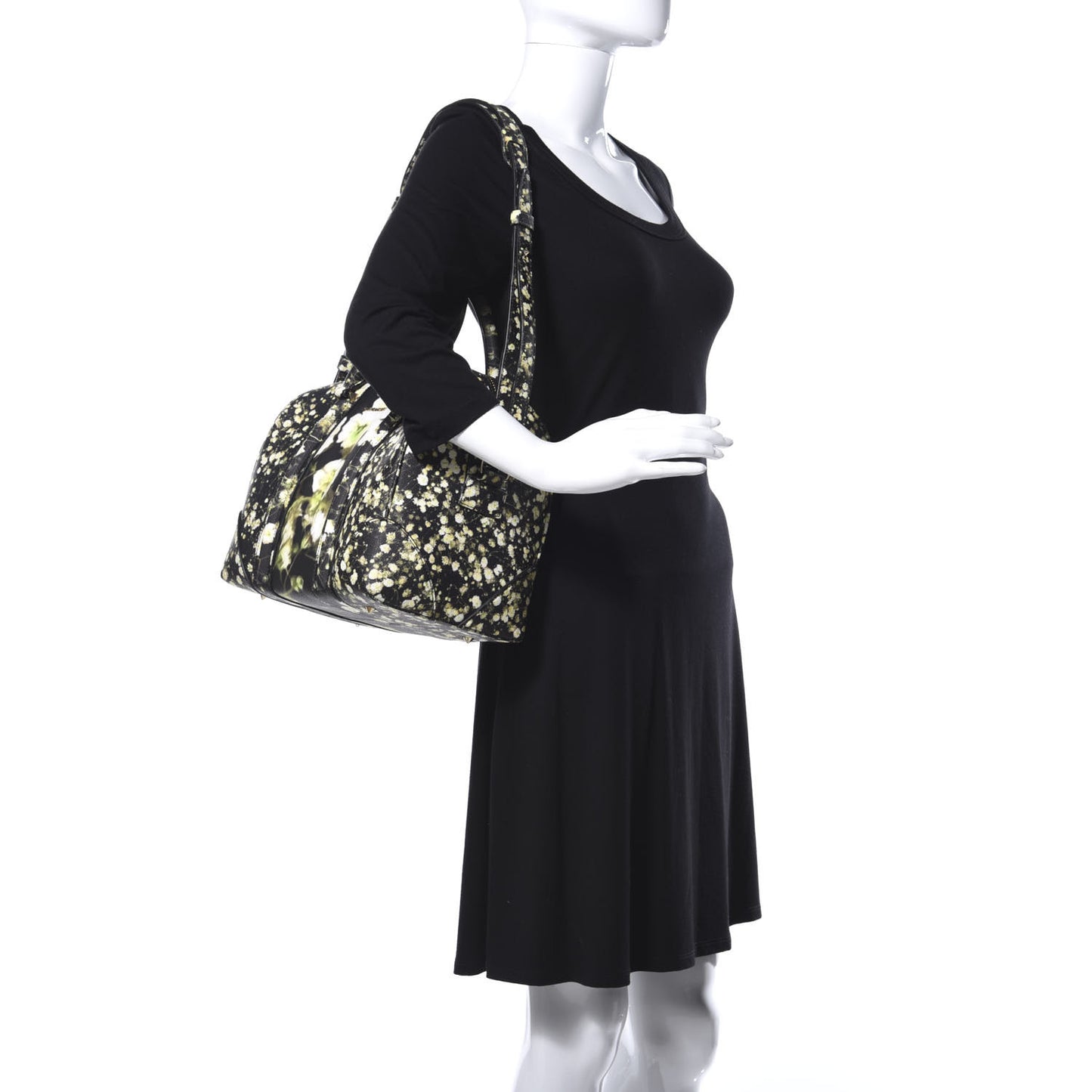 Textured Coated Canvas Baby's Breath Print Medium Lucrezia Black