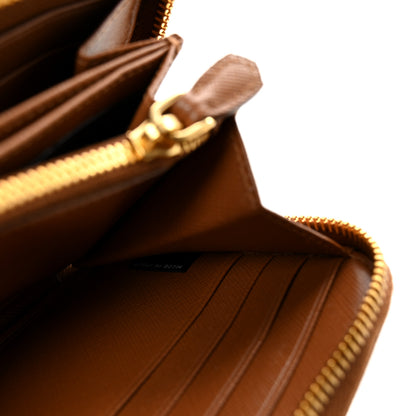 Prada Saffiano Zip Around Wallet Caramel 7 of 8