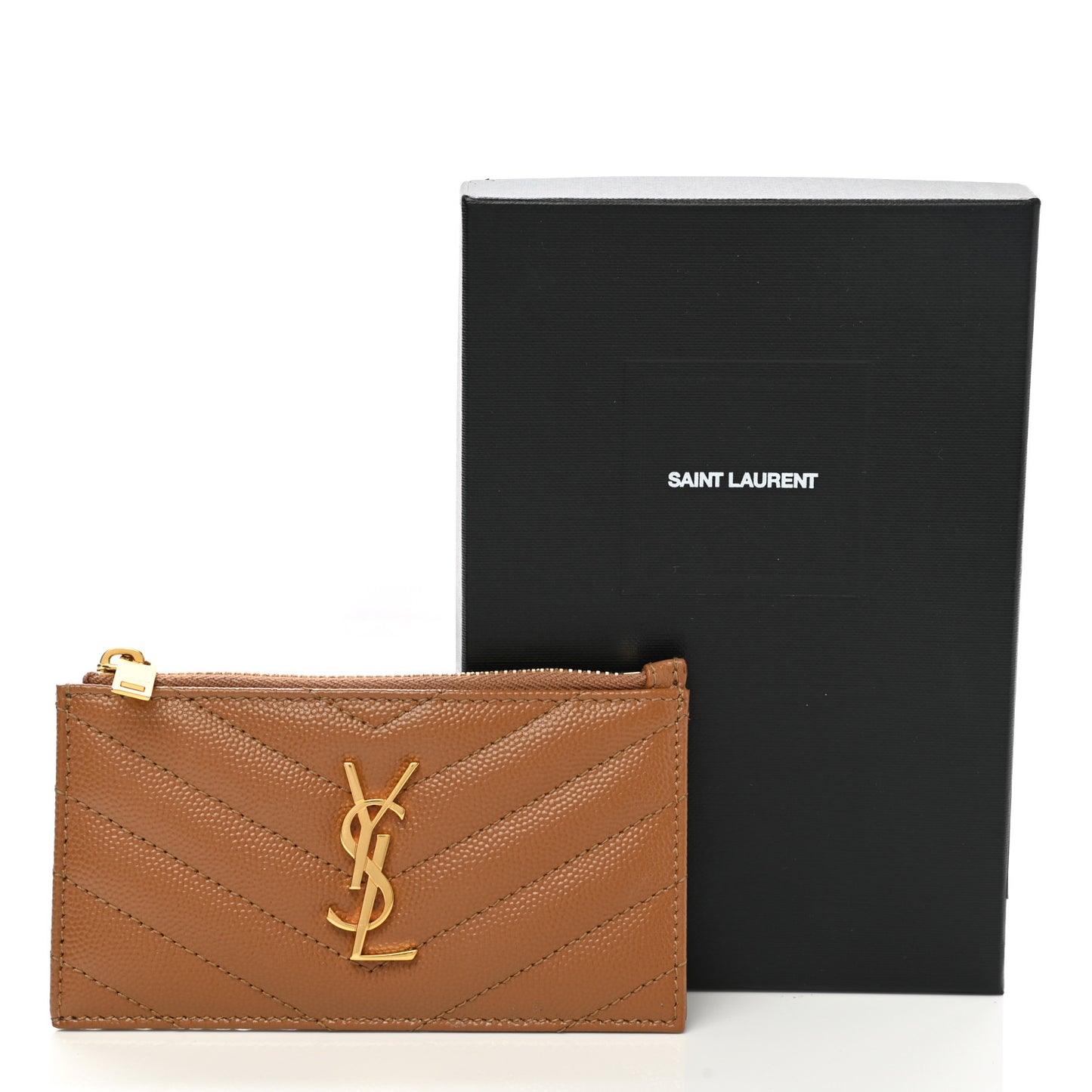 Grain De Poudre Matelasse Chevron Monogram Fragments Zippered Card Case Cork