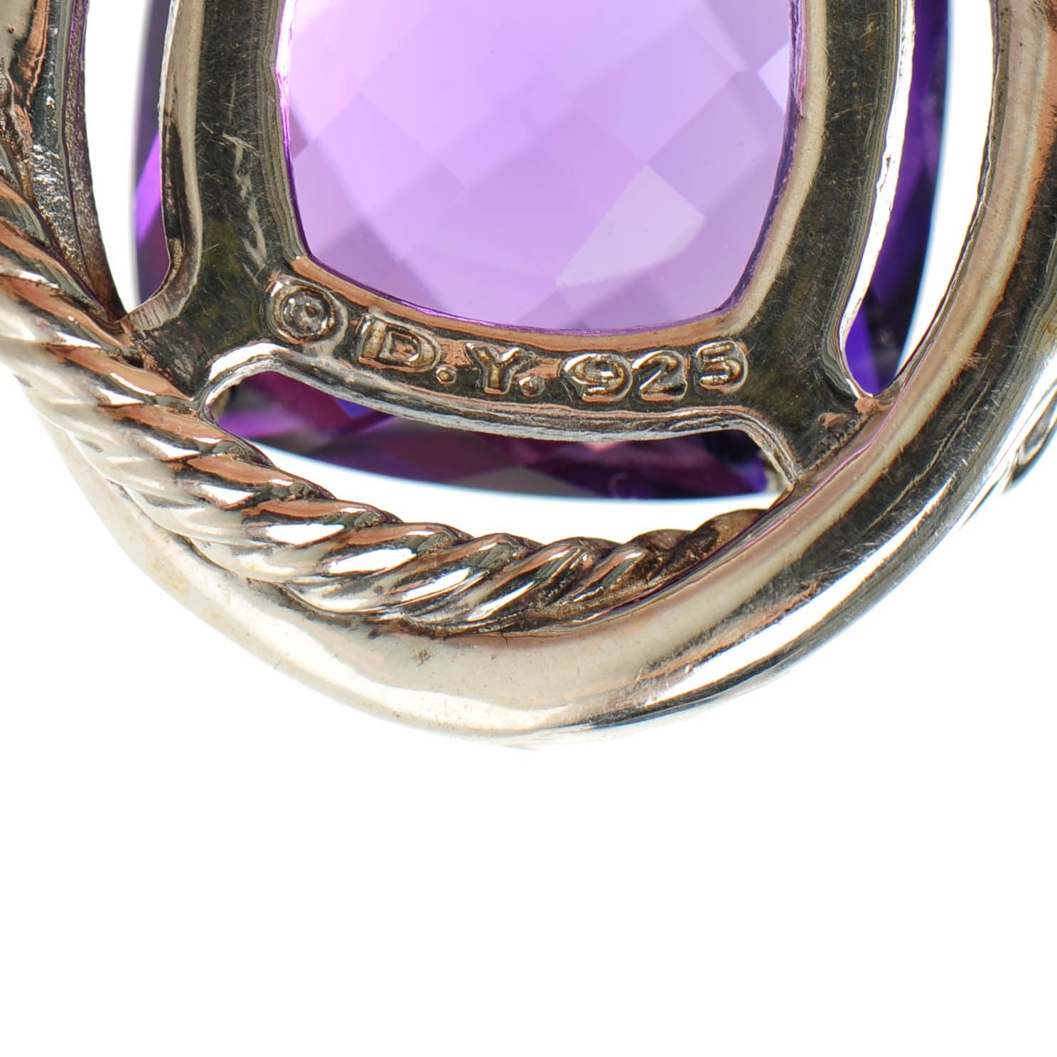 David Yurman Sterling Silver Amethyst 14mm Infinity Pendant Necklace 4 of 5