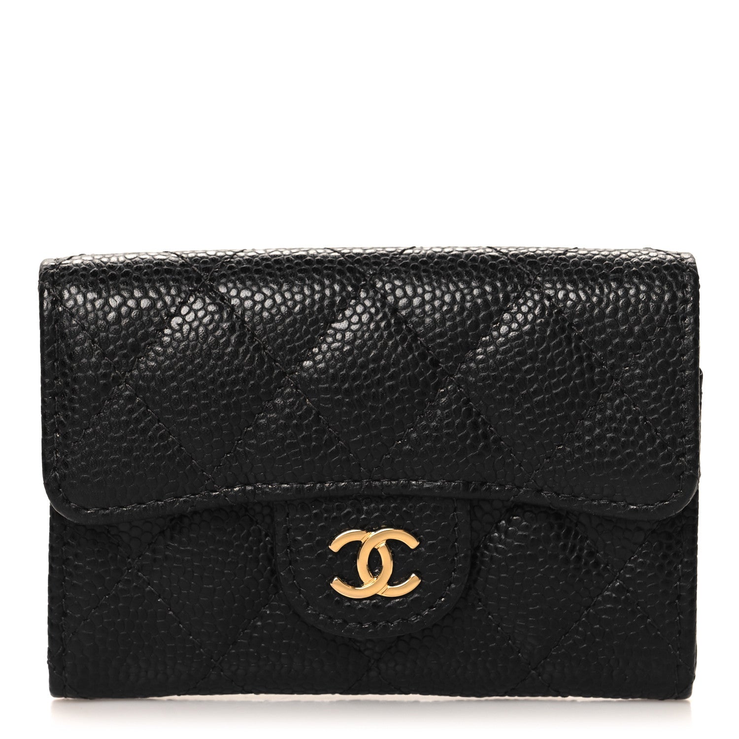 Chanel Caviar Quilted Flap Card Holder Wallet Black 1 of 9