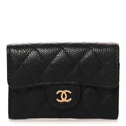 Chanel Caviar Quilted Flap Card Holder Wallet Black 1 of 9
