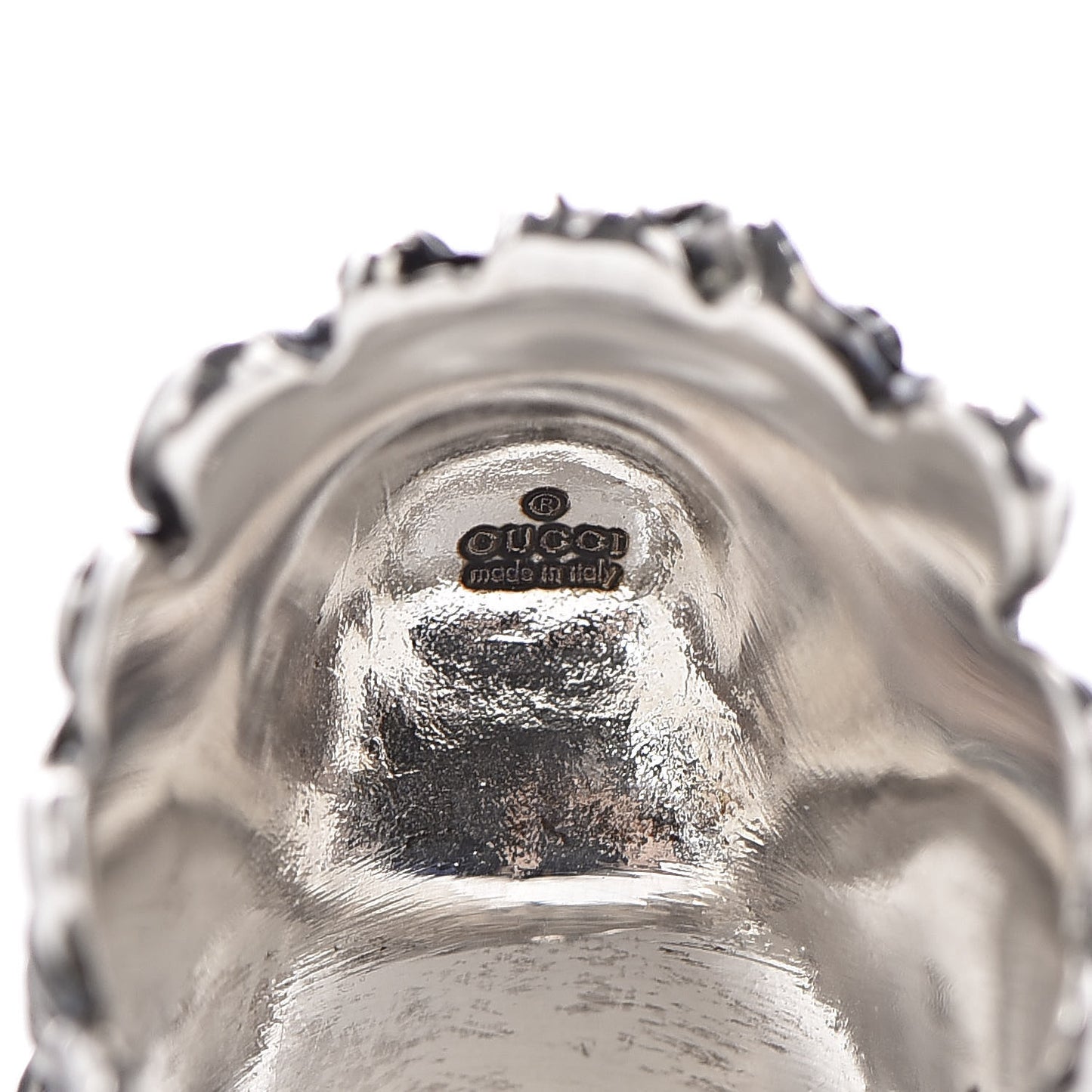 Metal Crystal Lion Head Ring 8.5 Red Aged Silver