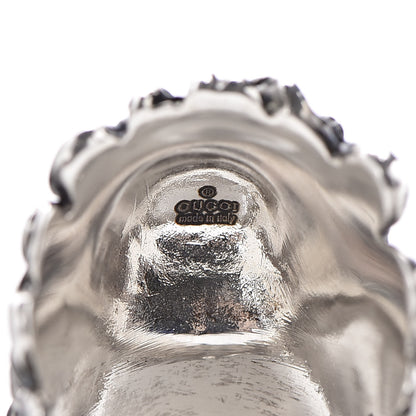 Gucci Metal Crystal Lion Head Ring 8.5 Red Aged Silver 6 of 7