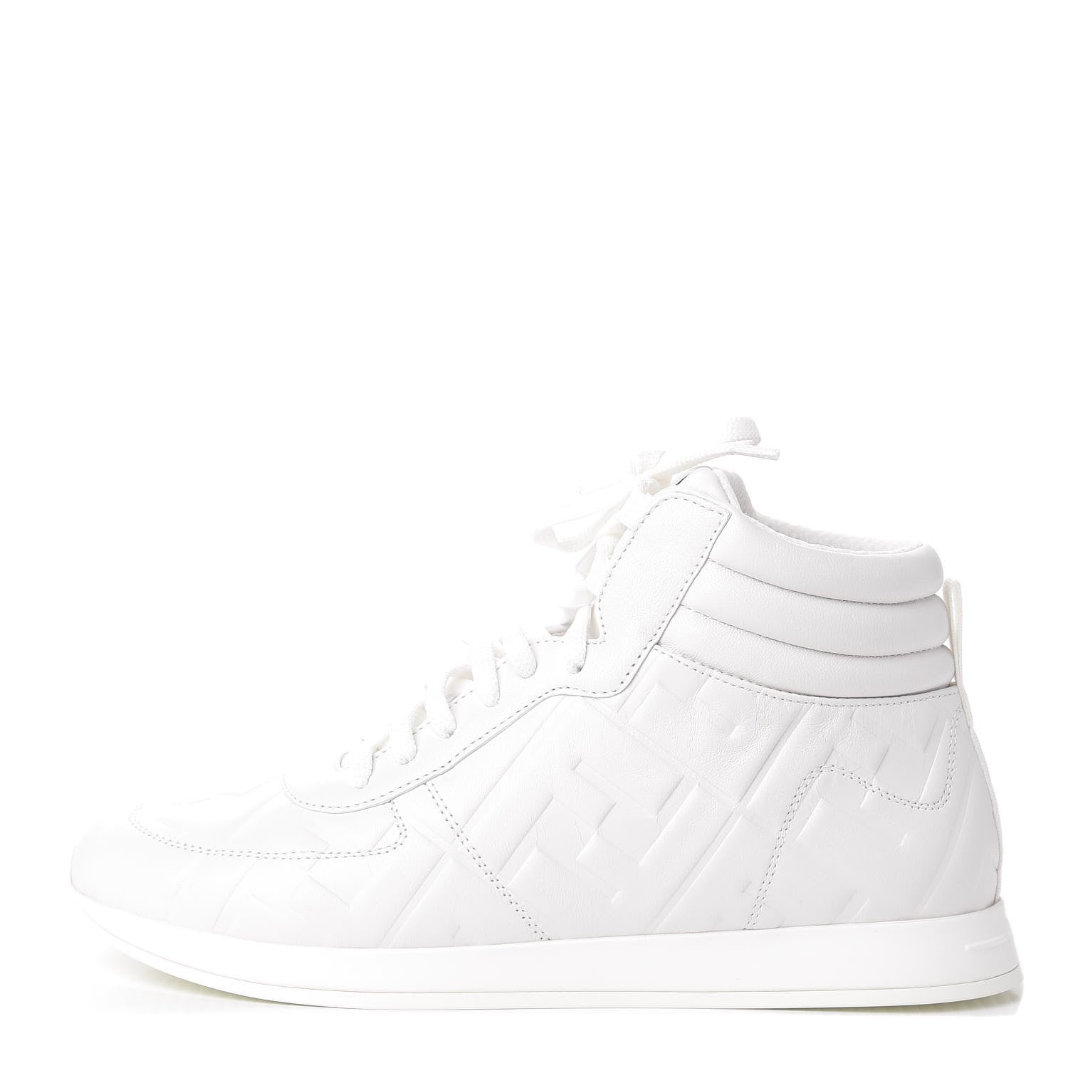 Fendi Nappa Macro FF Embossed Womens High Top Sneakers 36.5 White Ice 1 of 10