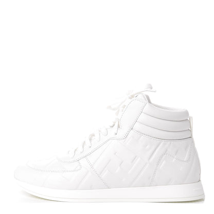 Fendi Nappa Macro FF Embossed Womens High Top Sneakers 36.5 White Ice 1 of 10