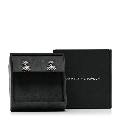 David Yurman Sterling Silver Diamond Starburst Double Drop Earrings 5 of 5
