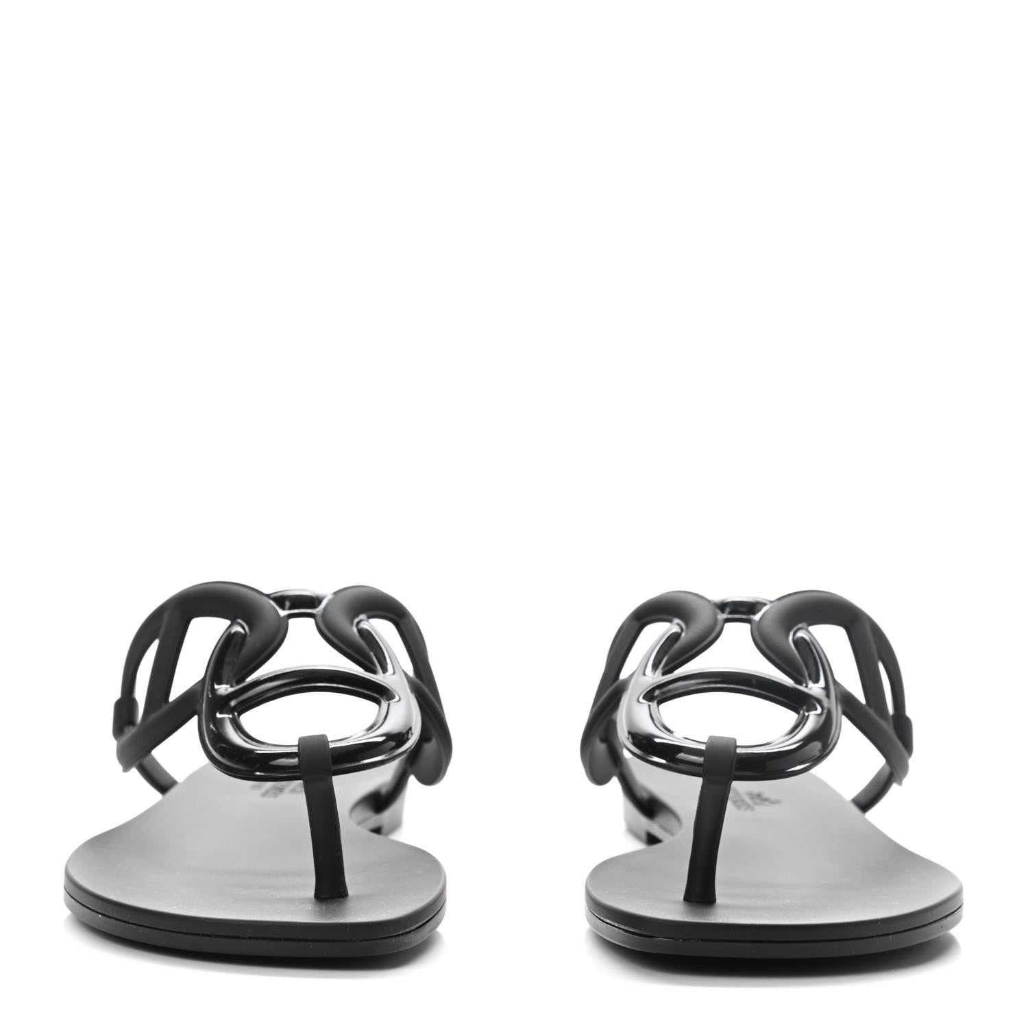 Hermes Rubber Womens Egerie Sandals 37 Black 3 of 8