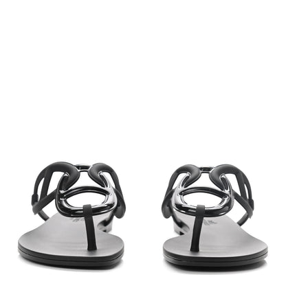Hermes Rubber Womens Egerie Sandals 37 Black 3 of 8