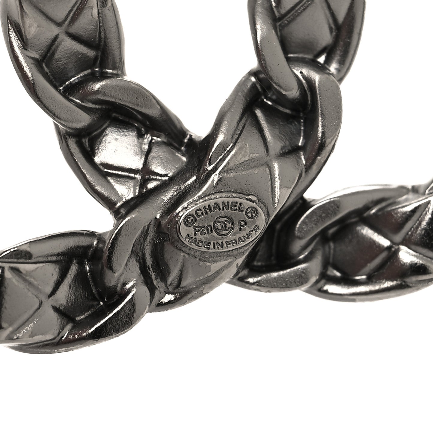 Quilted CC Brooch Ruthenium