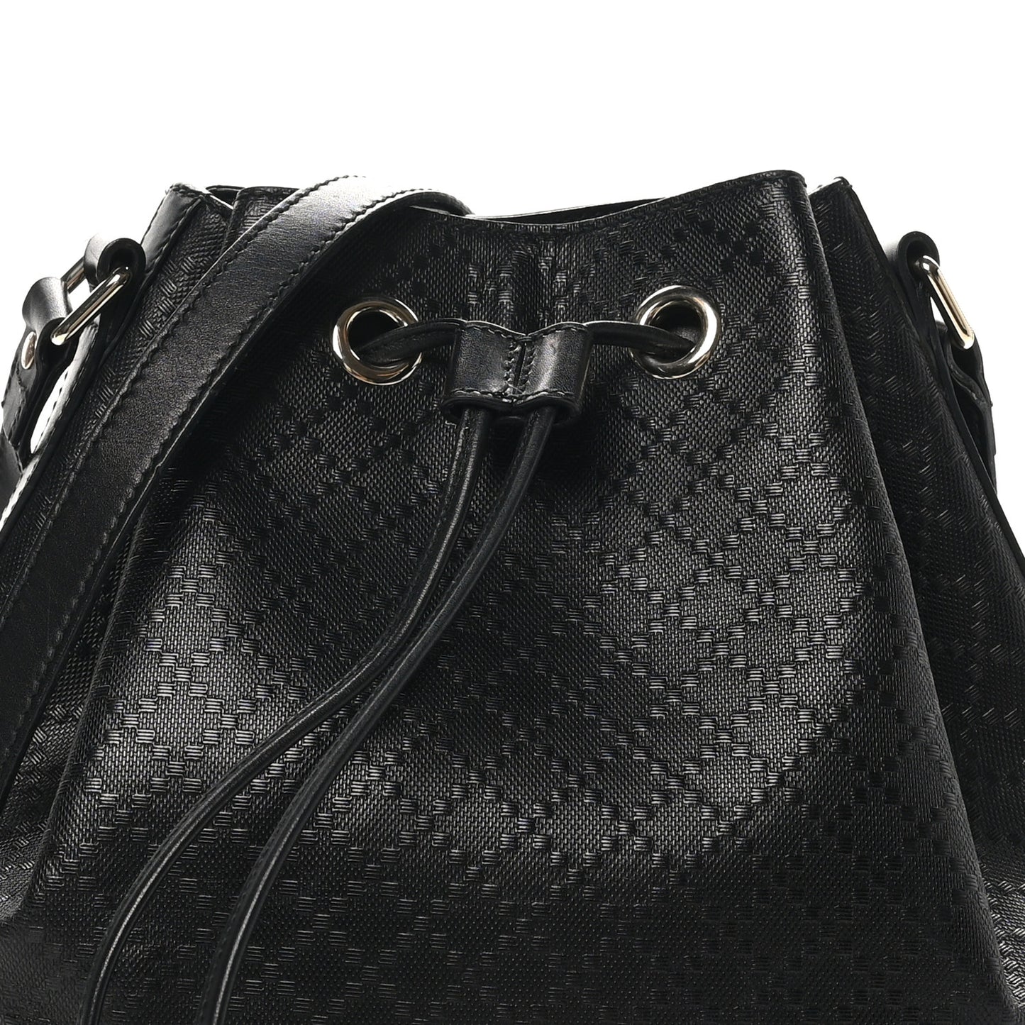 Bright Diamante Medium Bucket Bag Black