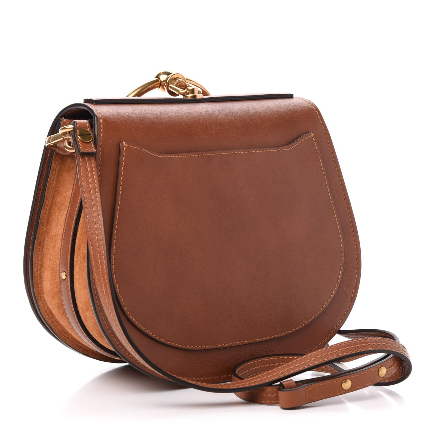 Calfskin Suede Medium Nile Bracelet Bag Caramel