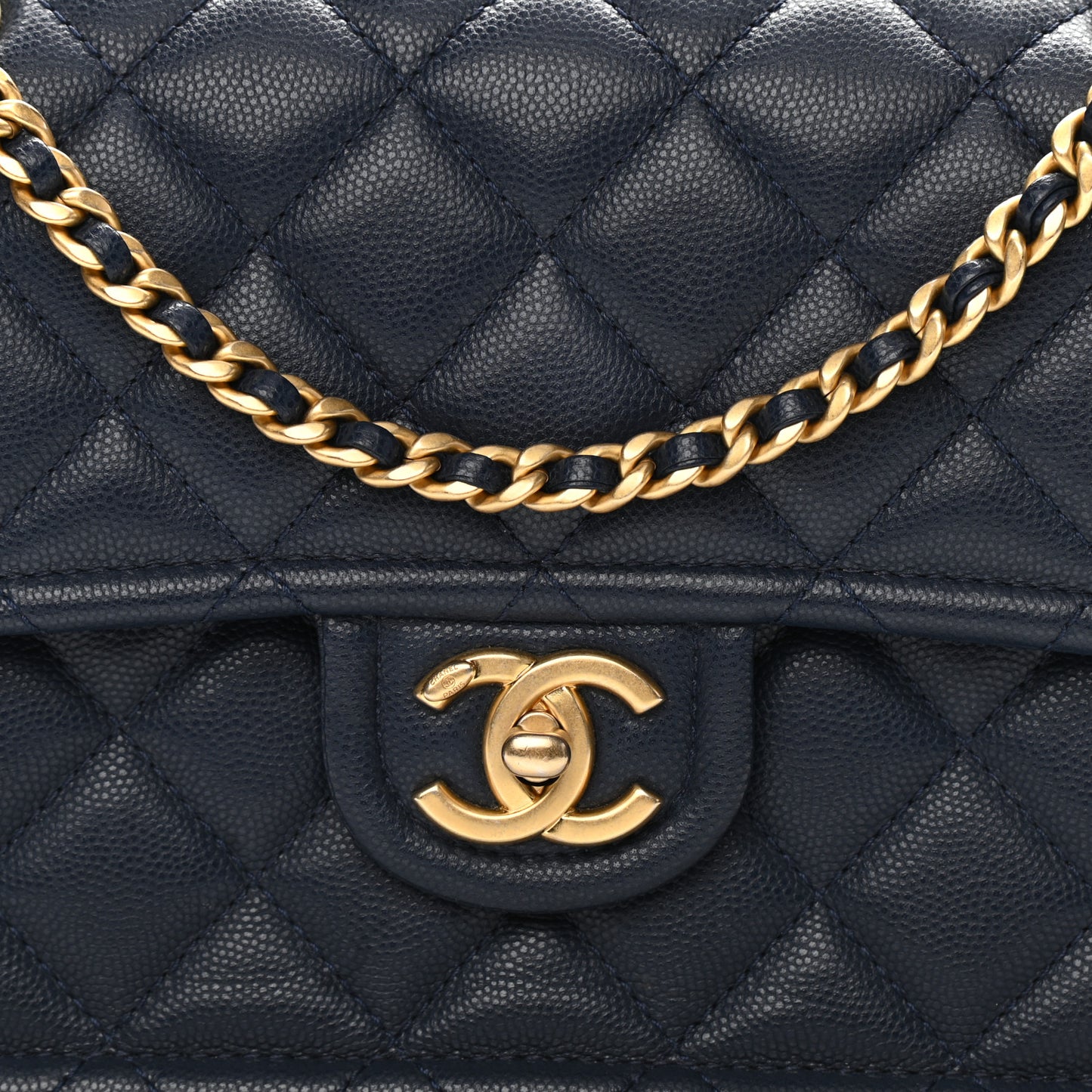 Caviar Quilted Medium Sweet Classic Flap Navy Blue