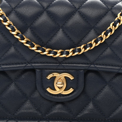 Chanel Caviar Quilted Medium Sweet Classic Flap Navy Blue 8 of 13