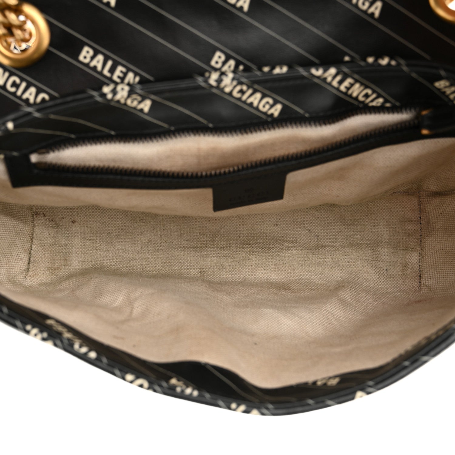 Gucci X BALENCIAGA Calfskin Matelasse Logo Print Small GG Marmont Shoulder Bag Black 5 of 14