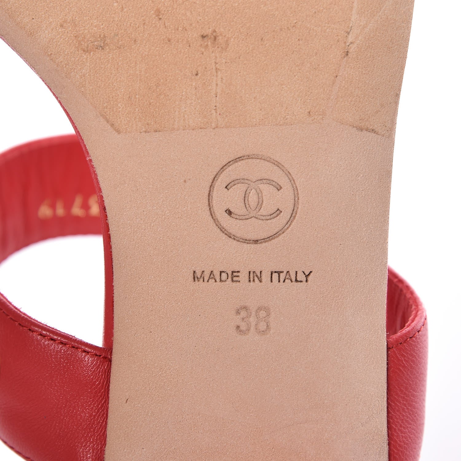 Chanel Lambskin Chain Clover Sandals 38 Red 7 of 10
