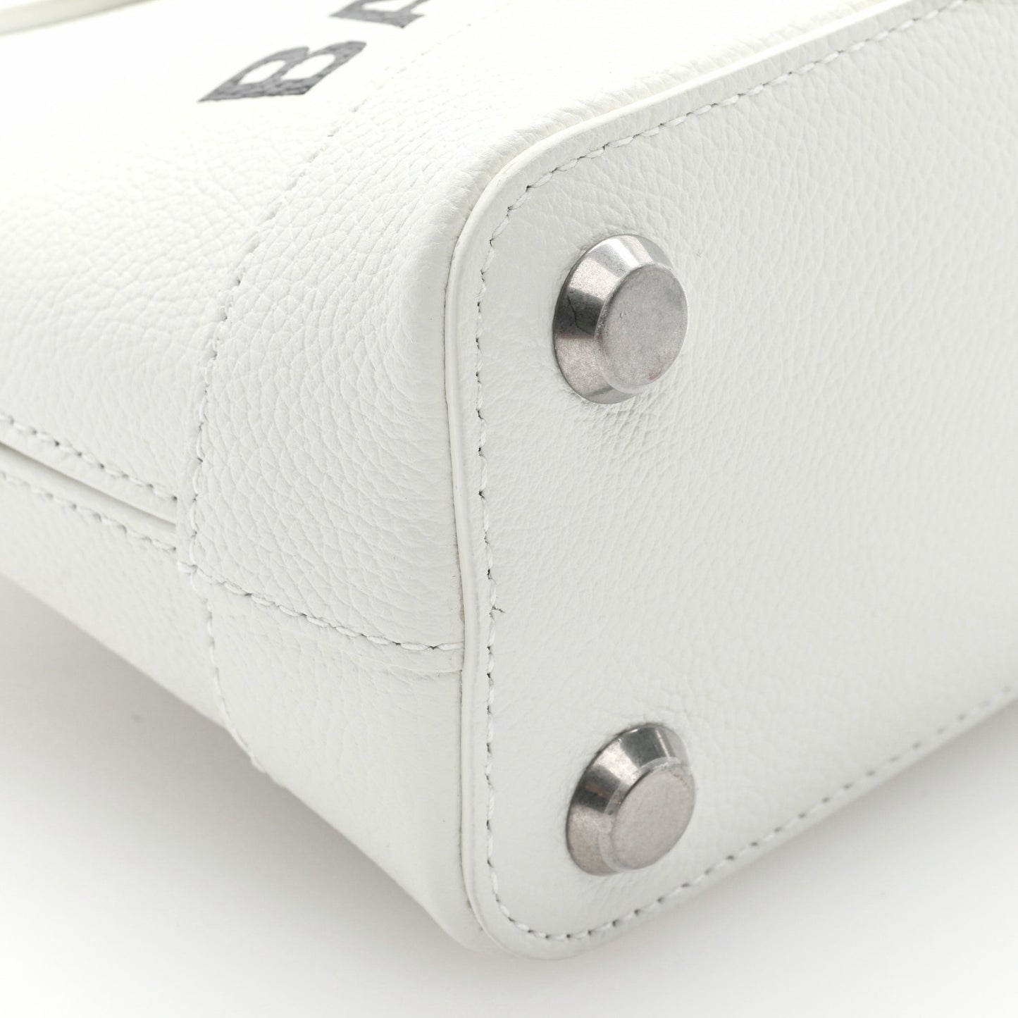 Grained Calfskin XXS Ville Top Handle Bag White Black