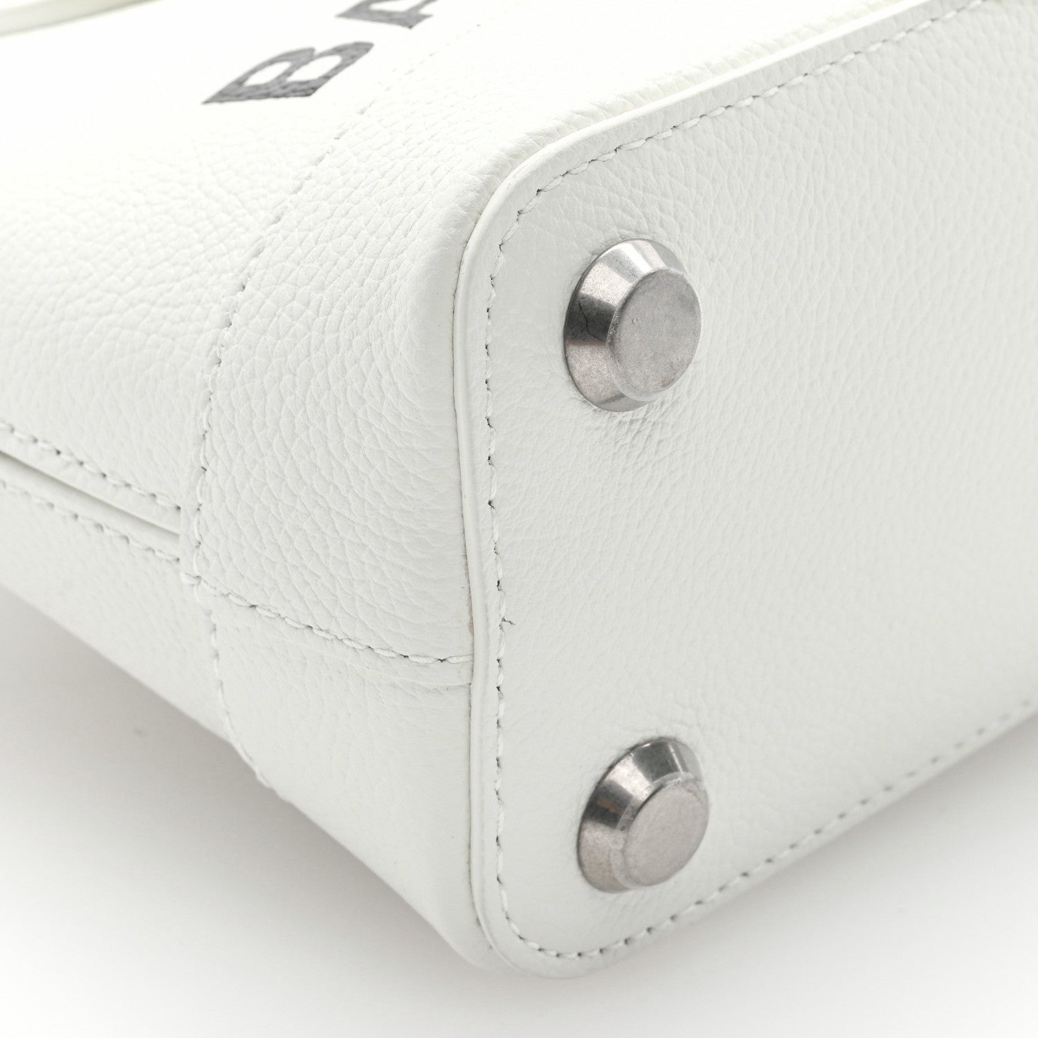 Balenciaga Grained Calfskin XXS Ville Top Handle Bag White Black 7 of 8
