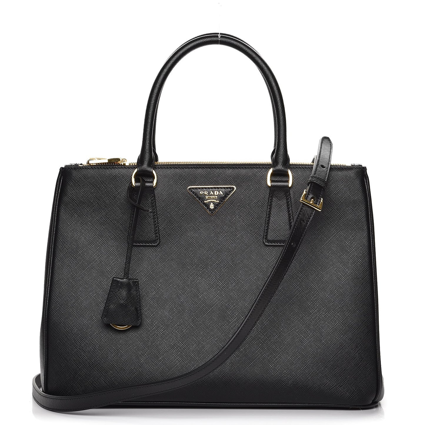 Saffiano Medium Galleria Double Zip Tote Black