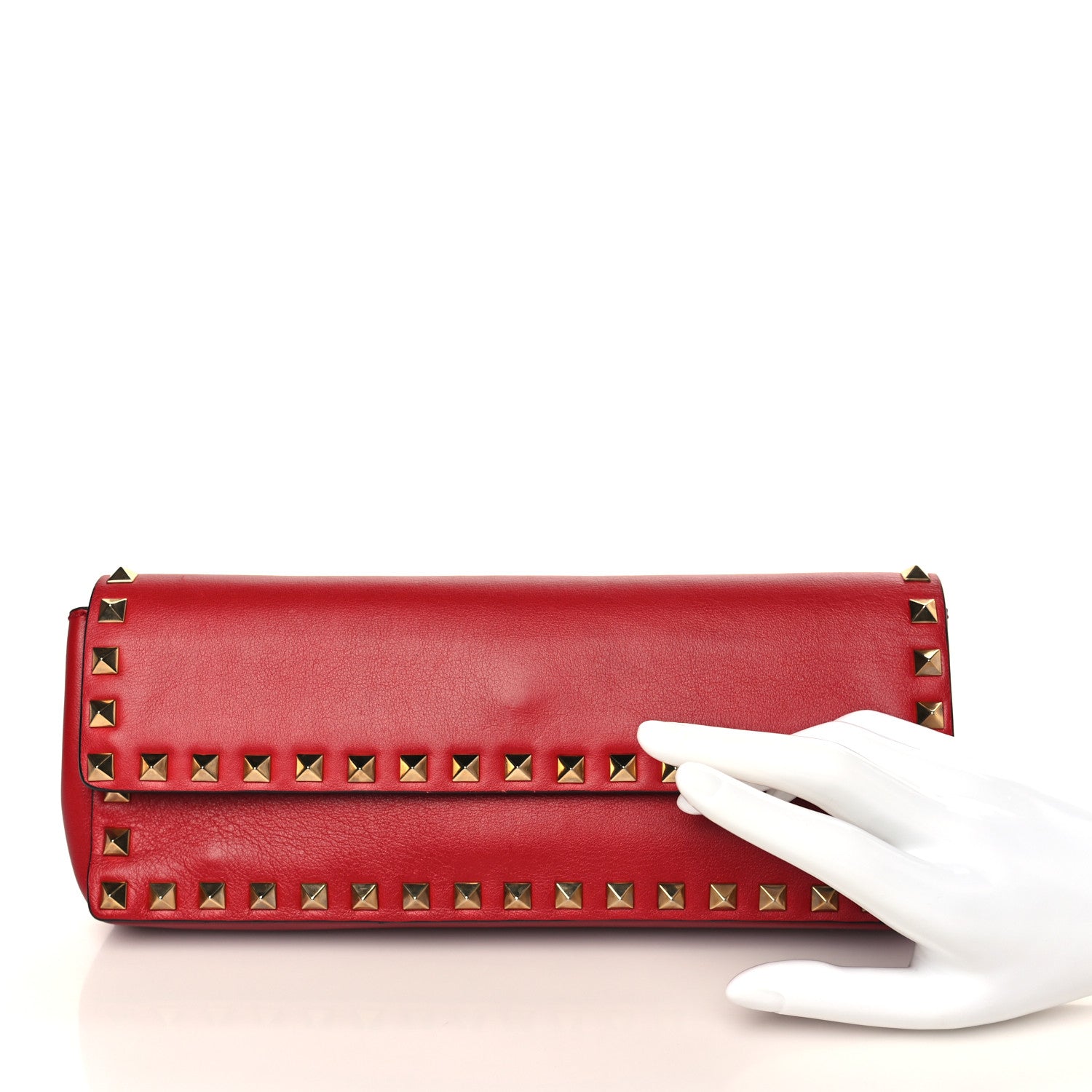 Valentino Garavani Nappa Rockstud Bangle Clutch Red 2 of 10