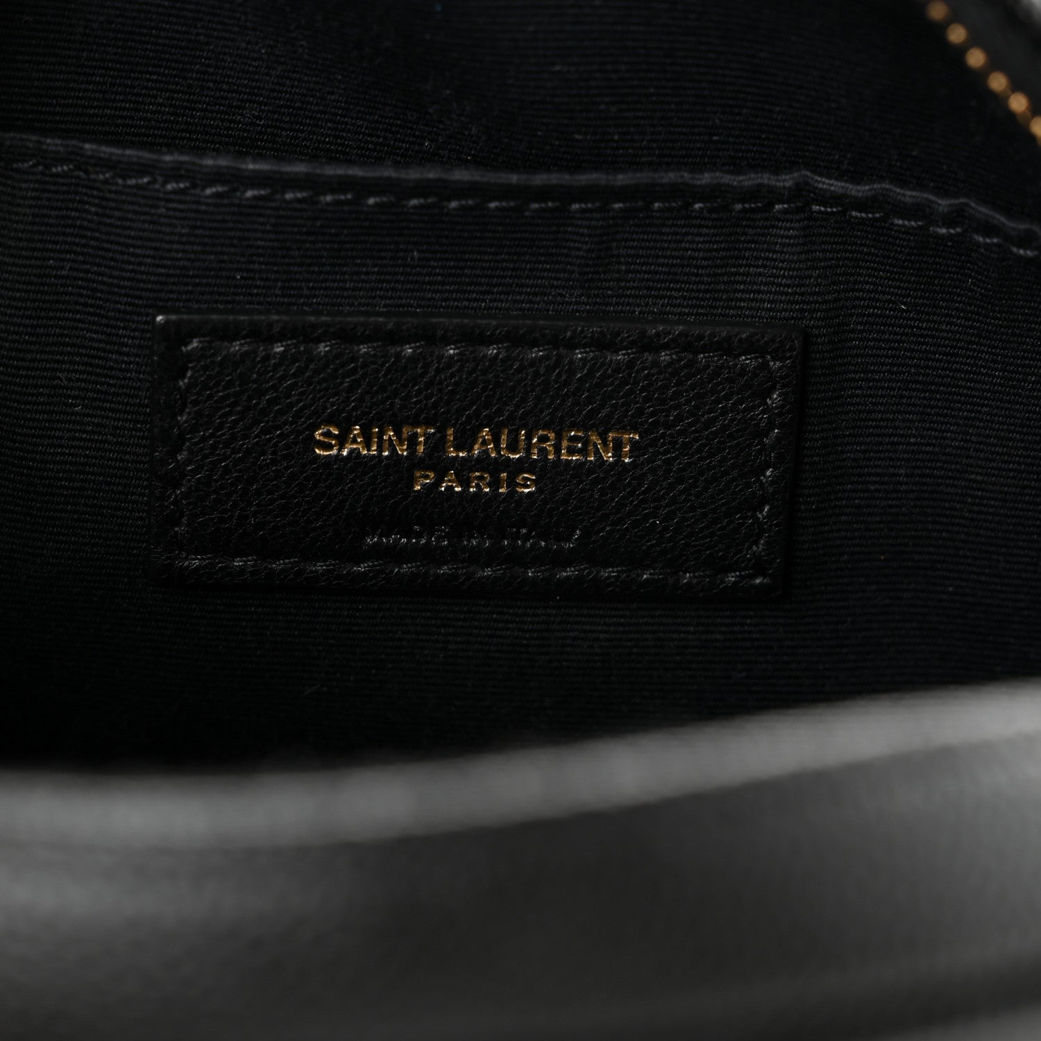 Saint Laurent Grain De Poudre Matelasse Chevron Quilted Round Vinyle Camera Bag Black 6 of 11