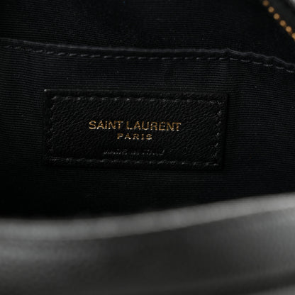 Saint Laurent Grain De Poudre Matelasse Chevron Quilted Round Vinyle Camera Bag Black 6 of 11