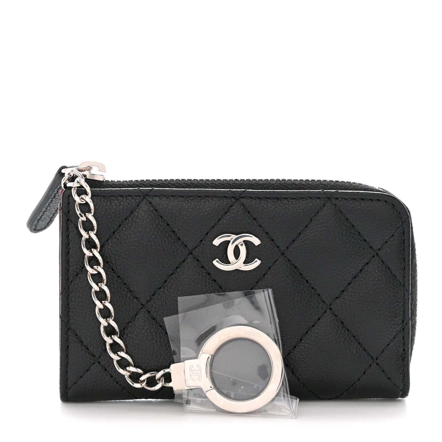 Caviar Quilted Key Holder Case Black