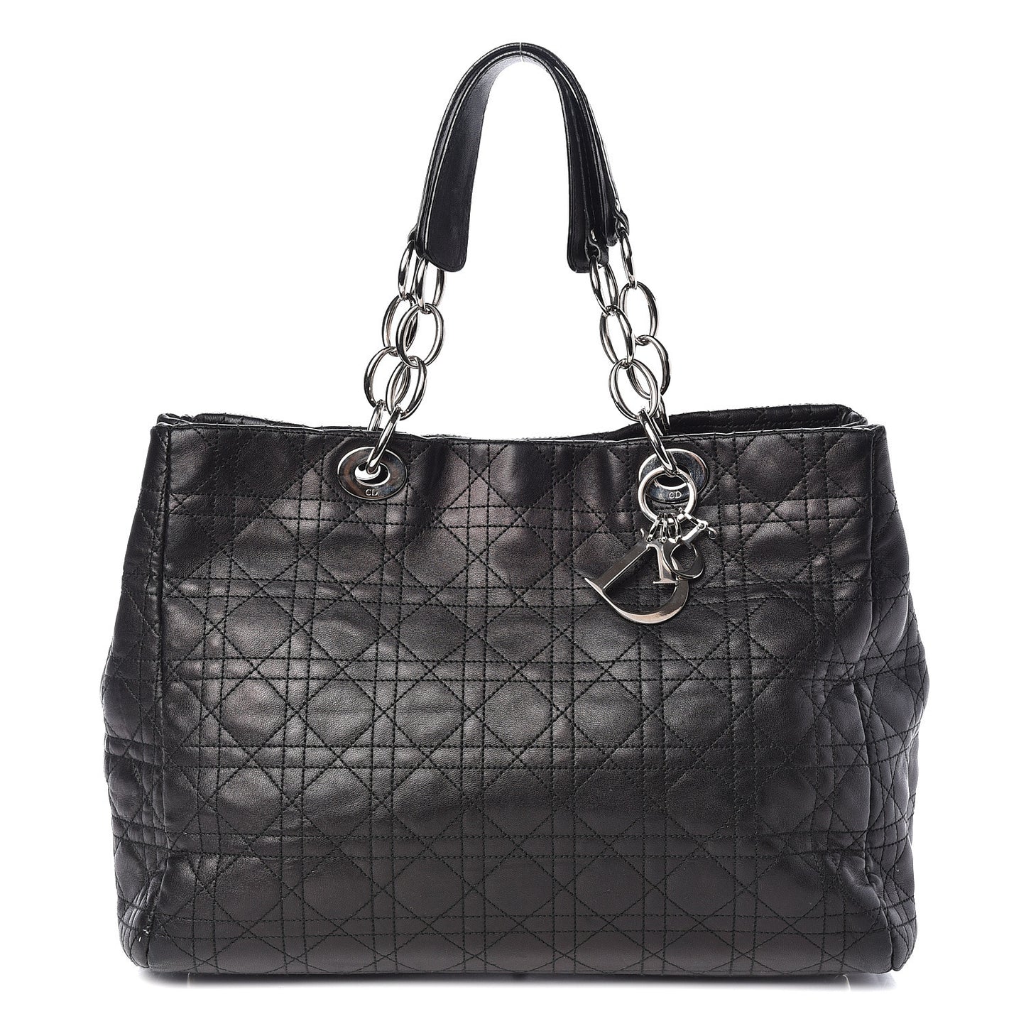 Lambskin Cannage Large Dior Soft Shopping Tote Black