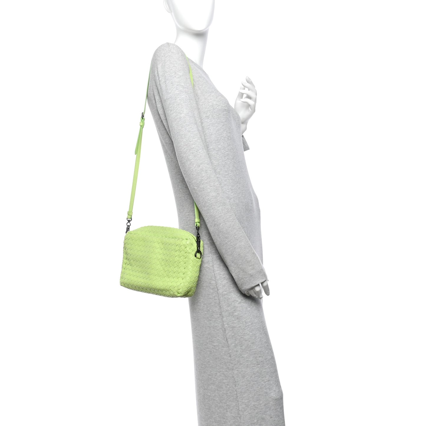 Nappa Intrecciato Small Camera Bag Acid Kiwi