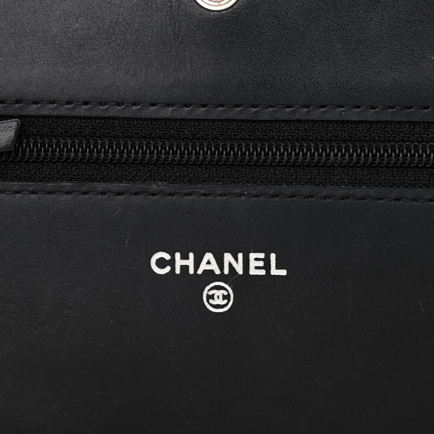 Calfskin Quilted Cambon Wallet On Chain WOC Black