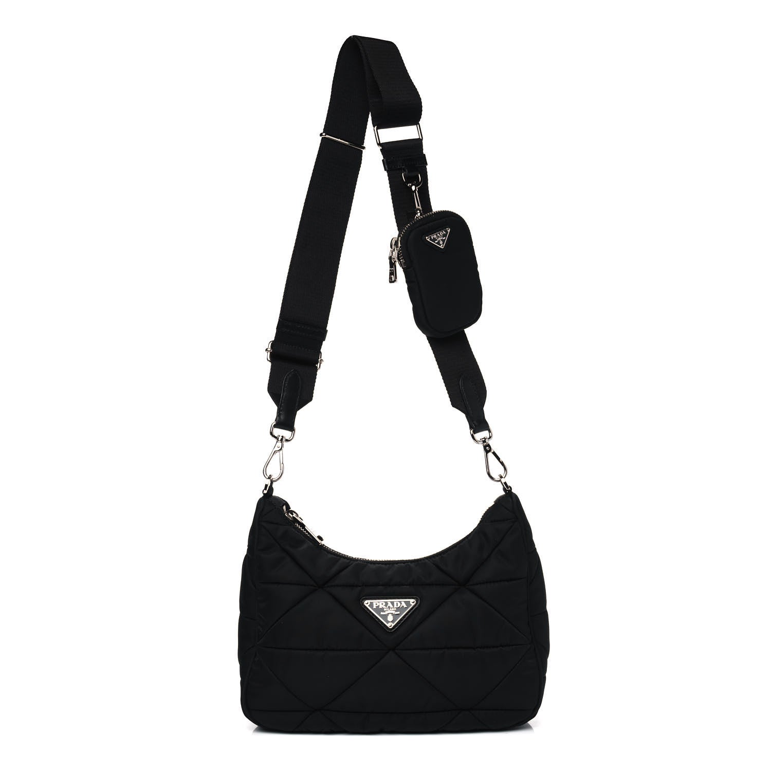 Prada Nylon Quilted Patchwork Re-Edition Hobo Bag Black 1 of 5