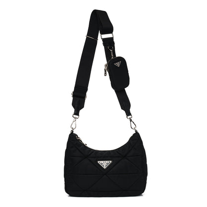 Prada Nylon Quilted Patchwork Re-Edition Hobo Bag Black 1 of 5