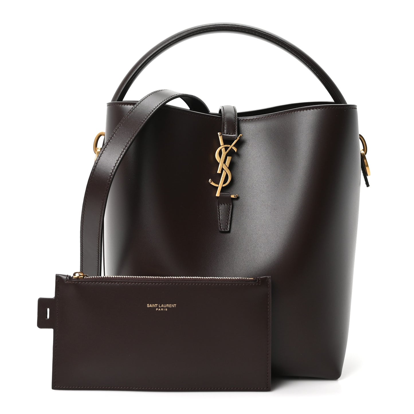 Shiny Calfskin Le 37 Bucket Bag Arabica
