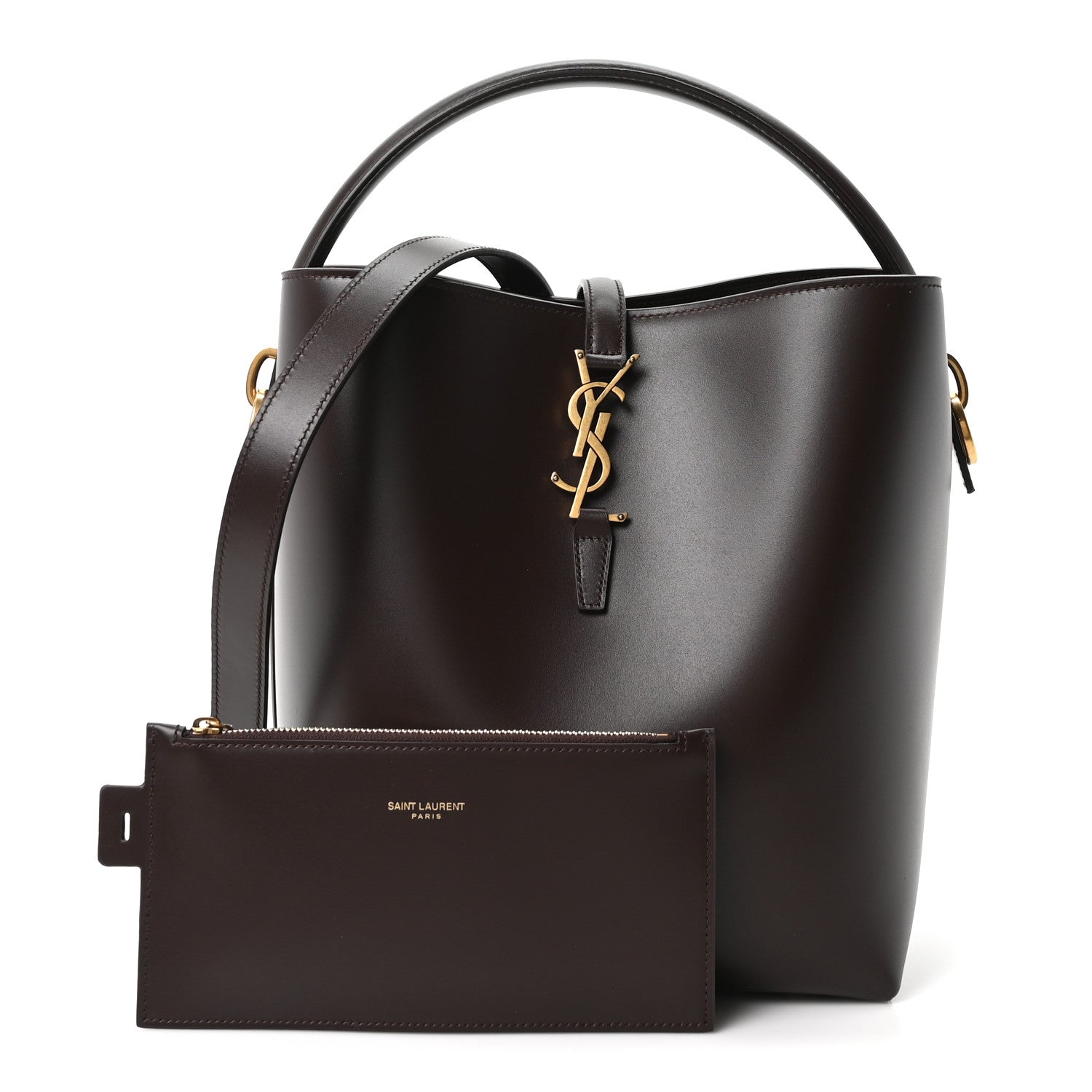 Saint Laurent Shiny Calfskin Le 37 Bucket Bag Arabica 3 of 10