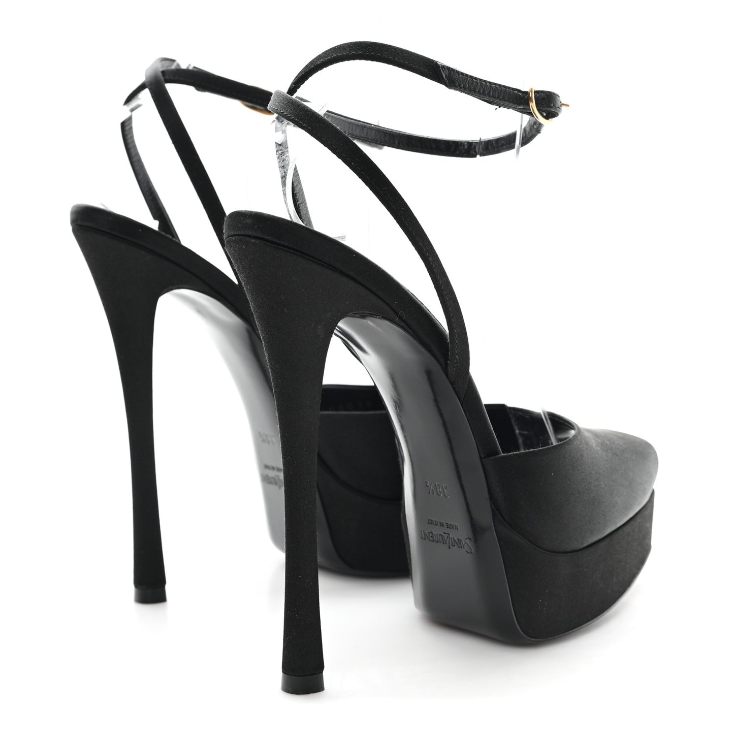 Crepe Satin Liberat Platform Sandals 38.5 Black