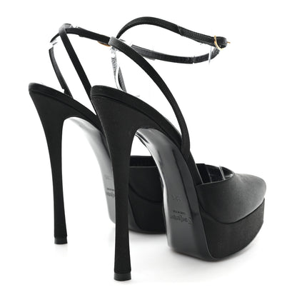 Saint Laurent Crepe Satin Liberat Platform Sandals 38.5 Black 5 of 8