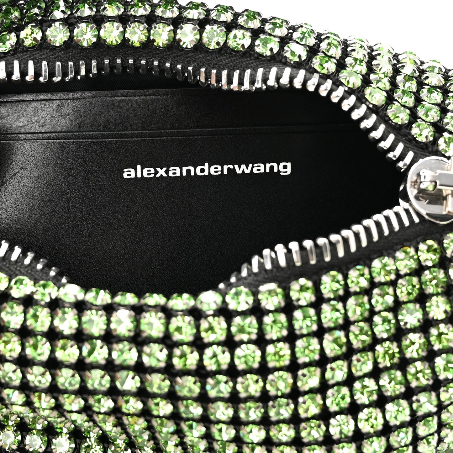 Mesh Crystal Rhinestone Mini Heiress Pouch Green