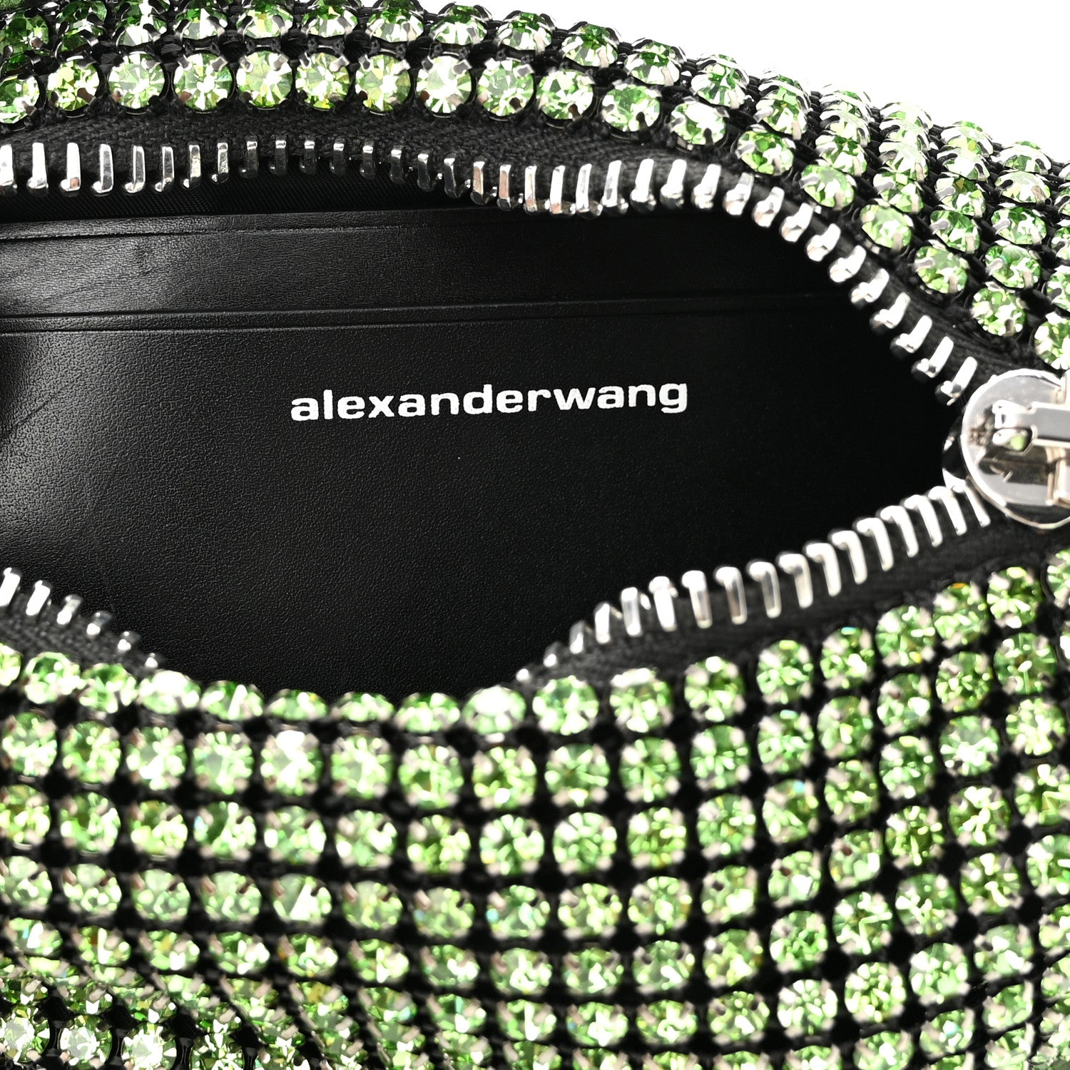 Alexander Wang Mesh Crystal Rhinestone Mini Heiress Pouch Green 6 of 9