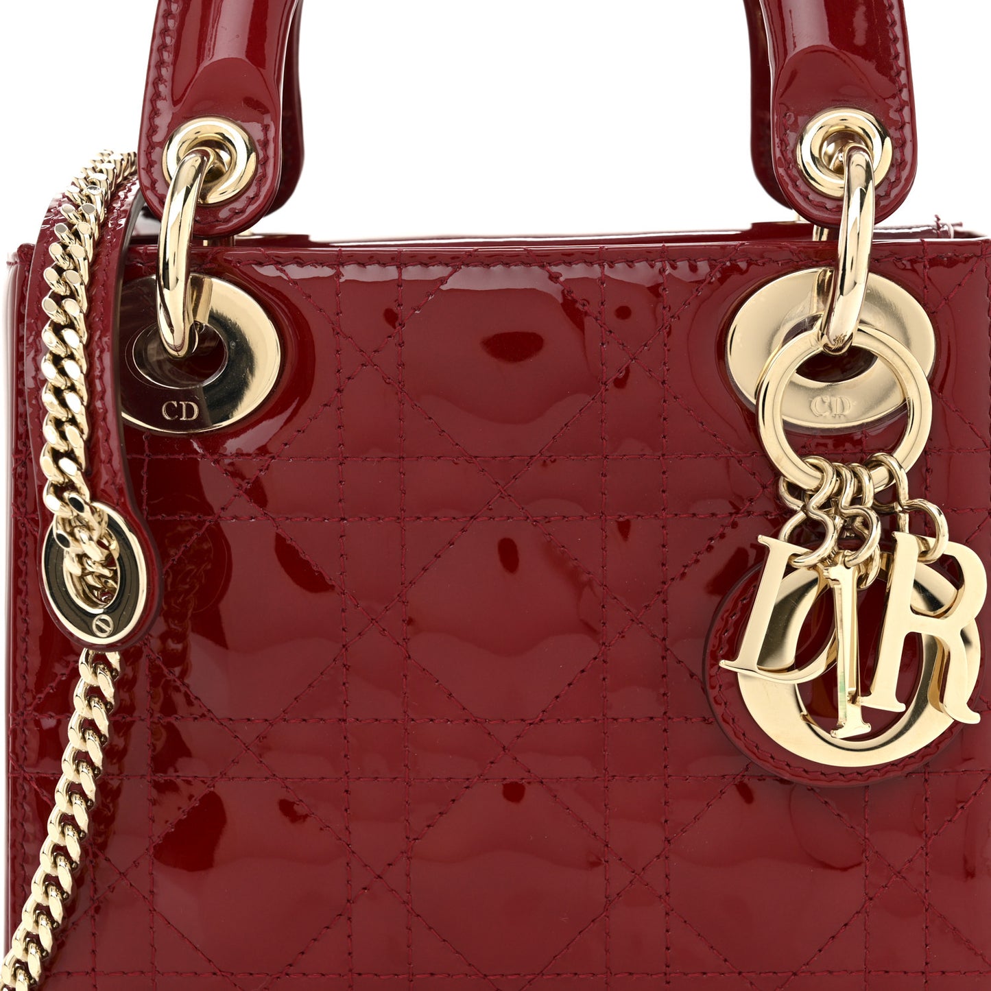 Patent Cannage Mini Lady Dior Red