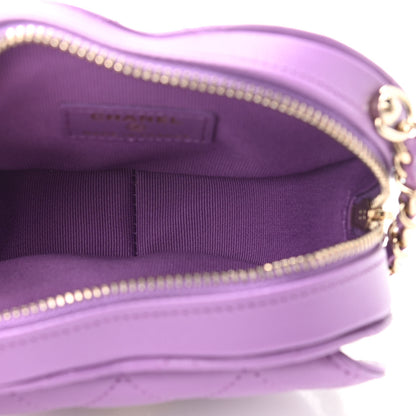 Chanel Lambskin Quilted CC In Love Heart Clutch With Chain Purple 5 of 11