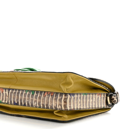 Bottega Veneta Lambskin Snakeskin Irish Madras Intrecciato Rialto Shoulder Bag Brown Green Multicolor 10 of 14